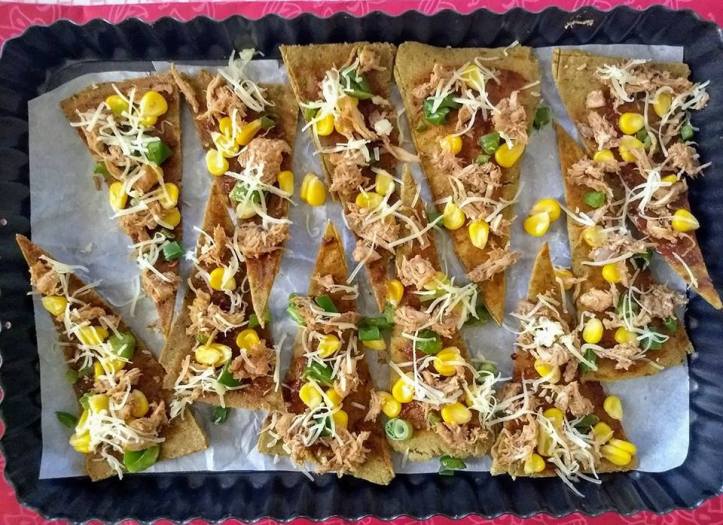 gluten free Pizza topped with barbecue chicken. The base is made of jowar sorghum millet , foxtail millet grains and fresh amaranth leaves